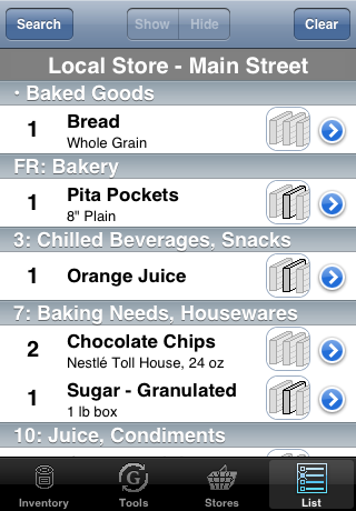 shopping list sorted by aisle